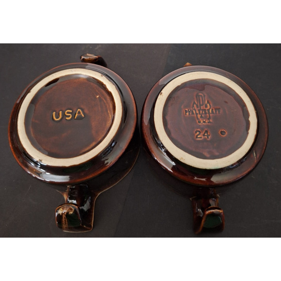 Vtg Pfaltzgraff USA Gourmet Brown Drip Creamer, Uncovered Sugar Bowl Open Handle - Picture 6 of 6